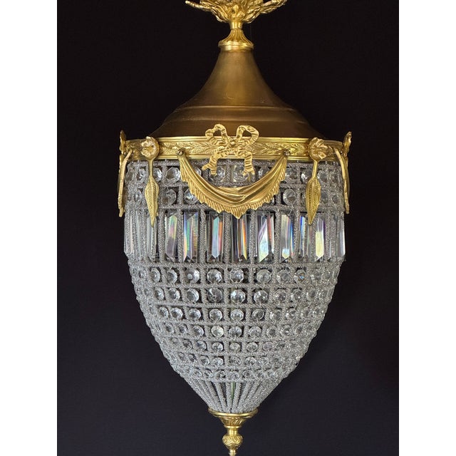 1980 French Louis XVI Gold Bronze Crystal Lantern - 1 Pc For Sale - Image 12 of 15