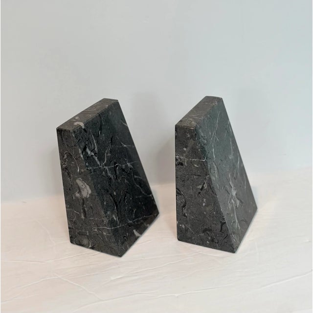 1970s 1970s Vintage Triangular Grey Marble Stone Bookends - a Pair For Sale - Image 5 of 8