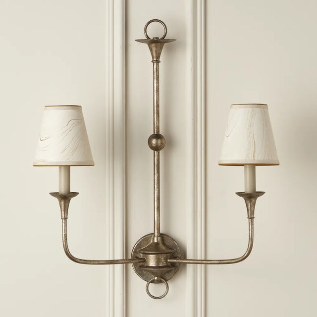 Not Yet Made - Made To Order Currey & Company Marble Paper Tapered Chandelier Shade - Cream/Gold For Sale - Image 5 of 7