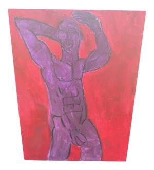 "Purple Man", an Abstract Nude on Canvas, Signed Guinsberg