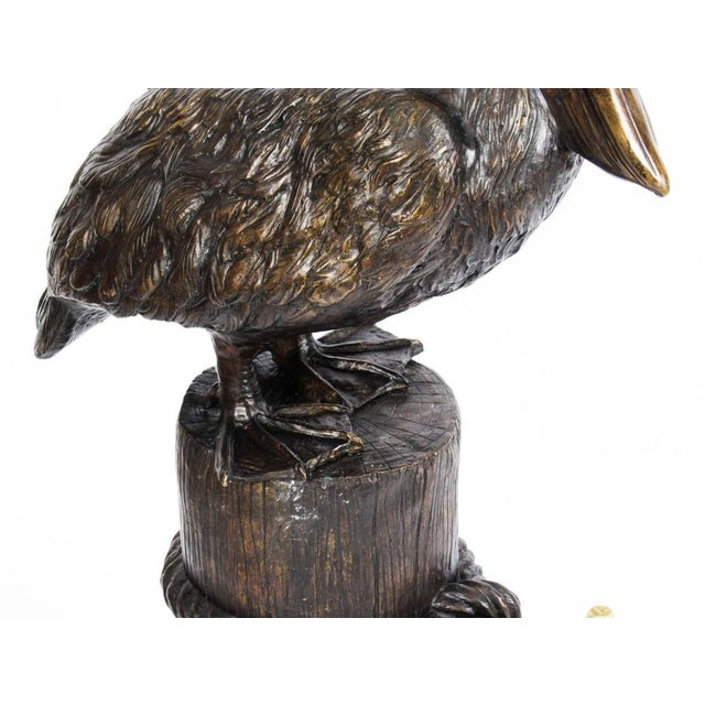 Bronze Pelicans on Mooring Posts, Late 20th Century, Set of 2 For Sale - Image 6 of 17