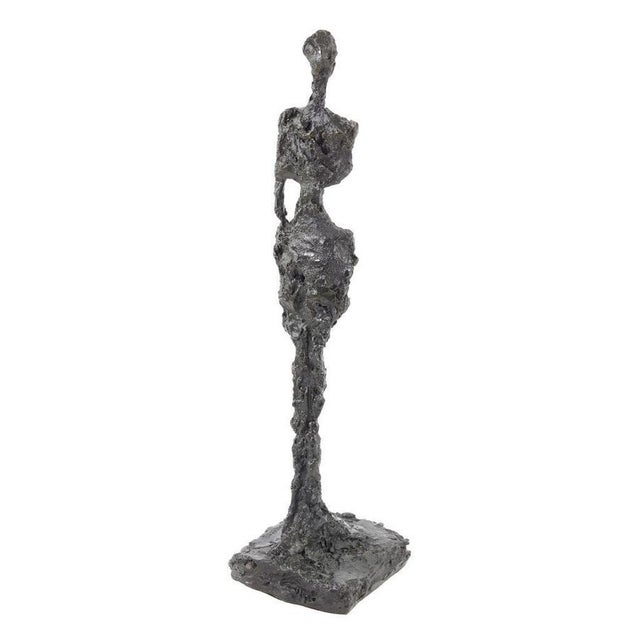 Modern Dark Patinated Standing Woman Sculpture, Bronze For Sale - Image 6 of 10