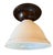 Mid-Century Modern Signed Vintage Stiffel Ribbed Milk Glass Flushmount Light Fixture For Sale - Image 3 of 5