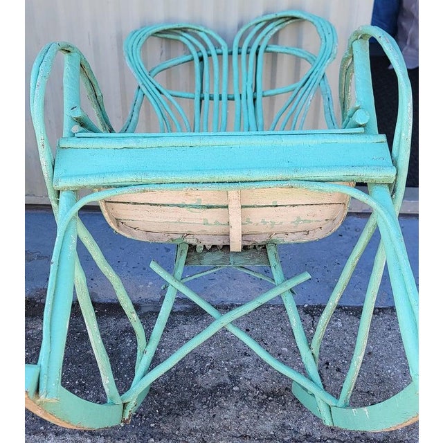 19Thc Original Green Painted Bentwood Rocking Chair For Sale - Image 4 of 9