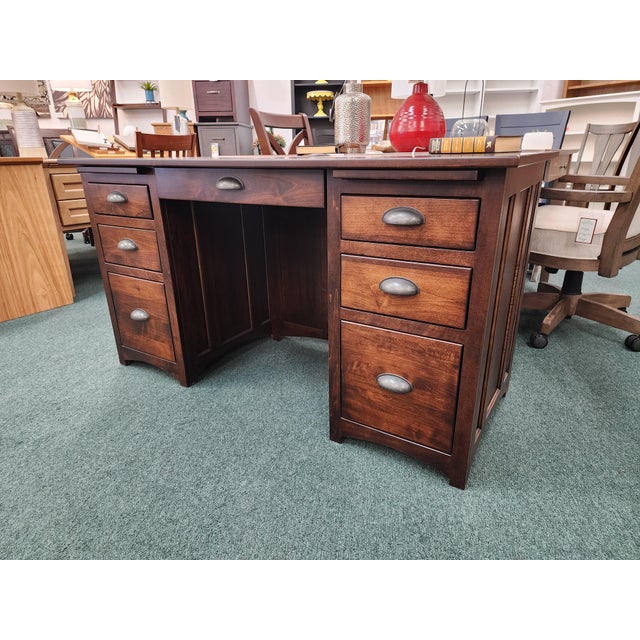 Traditional Mission Style Executive Desk by Country Classic Collection For Sale - Image 3 of 12