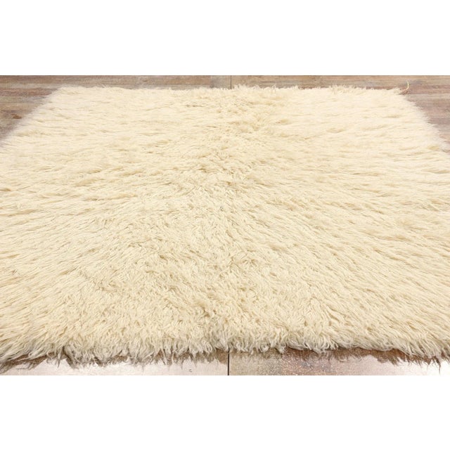 Beige Vintage Greek Natural Flokati Rug - 05'01 X 06'06 For Sale - Image 8 of 11