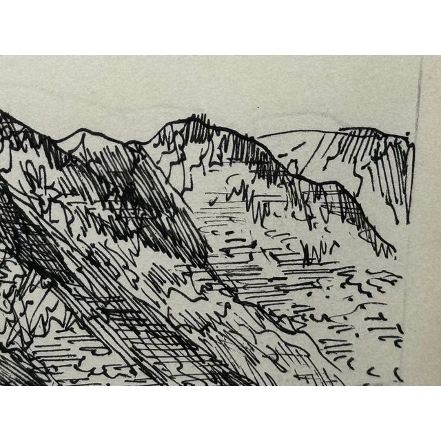 Black British Masterpiece Low Fell, From Lanthwaite Hill Original Pen-and-Ink Landscape Drawing Lake District, Cumbria Signed by Alfred Wainwright For Sale - Image 8 of 12