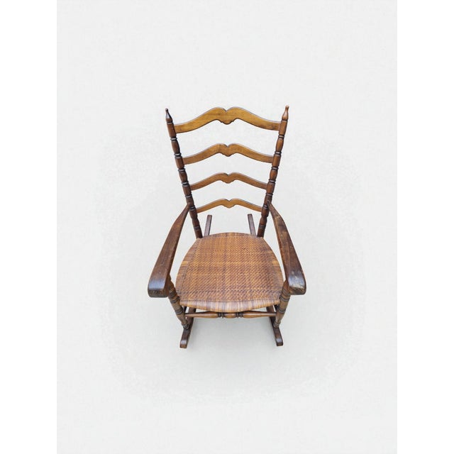 Wood and Straw Childs Rocking Chair, Italy, 1950s For Sale - Image 4 of 8
