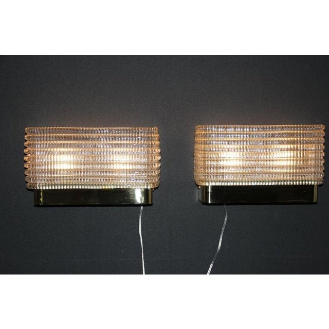 Rectangular Wall Lights Sconces in Textured Murano Glass, 1980s, Set of 2 For Sale - Image 11 of 15