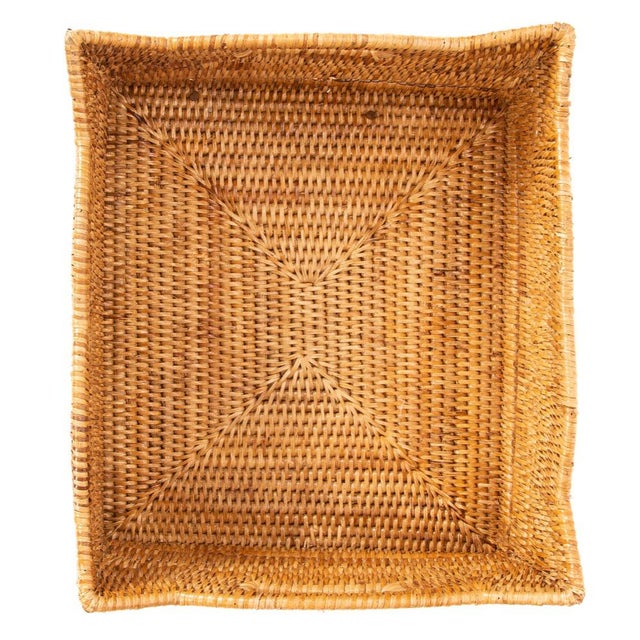 Brown Artifacts Rattan Scallop Collection Shelf Basket in Honey Brown - 14" For Sale - Image 8 of 9