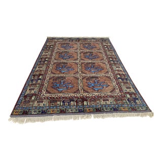 Vintage Afghan Ersari Wool Rug, Rust Bird Gul For Sale