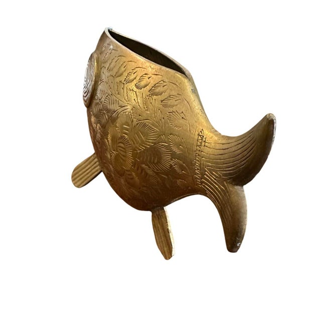 Figurative Vintage Brass Fish Vase/Ashtray/Bowl For Sale - Image 3 of 8