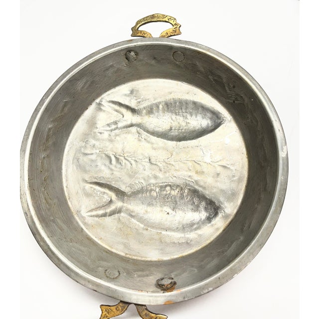 1950s Vintage Rustic Hammered Copper Fish Mold Pan For Sale - Image 5 of 5
