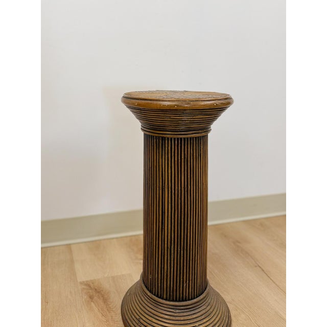 Late 20th Century Vintage Pencil Reed Pedestal Gabriella Crespi Style Coastal Boho MCM Decor For Sale - Image 5 of 6