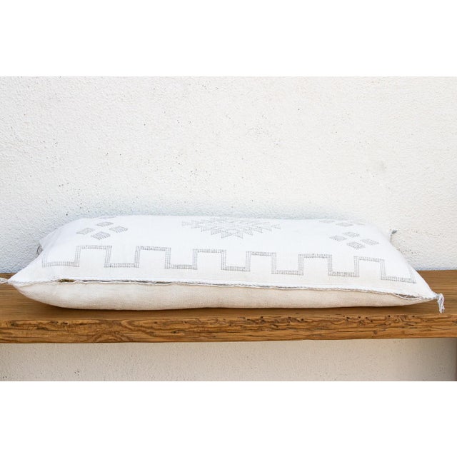 Pale White Diamond Oversized Lumbar Moroccan Pillow For Sale In Los Angeles - Image 6 of 8