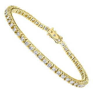 Round Diamond Line Tennis Bracelet in Yellow Gold 3.85 Carat, 14 K Yellow Gold For Sale