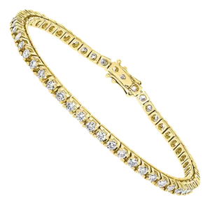 Round Diamond Line Tennis Bracelet in Yellow Gold 3.85 Carat, 14 K Yellow Gold
