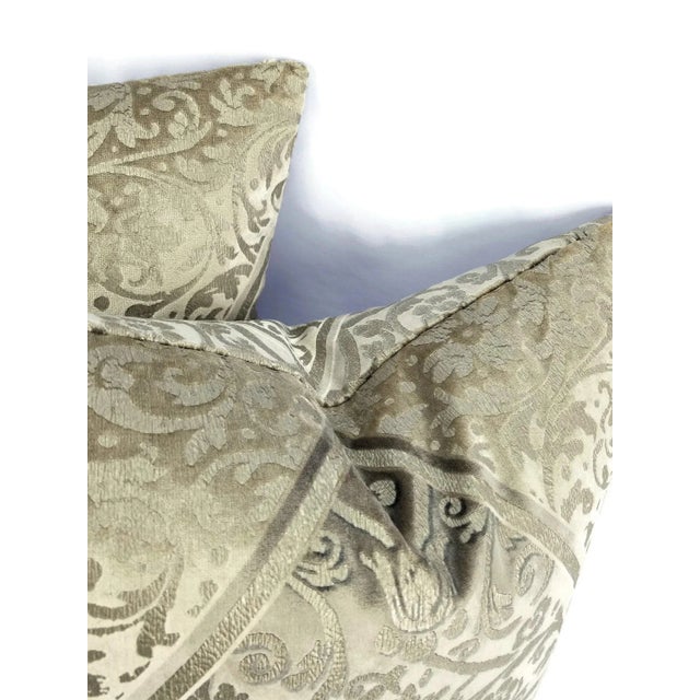 Brunschwig & Fils Brunschwig & Fils Mainard Damask in Beige and Silver Pillow Cover - 20” X 20” For Sale - Image 4 of 6