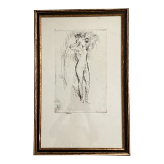 Vintage Original Art Print of Etching With Drypoint “ Binding the Hair “ by James McNeill Whistler ( 1834 - 1903 ) For Sale
