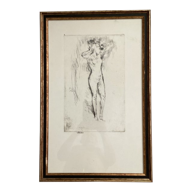 Vintage Original Art Print of Etching With Drypoint “ Binding the Hair “ by James McNeill Whistler ( 1834 - 1903 ) For Sale