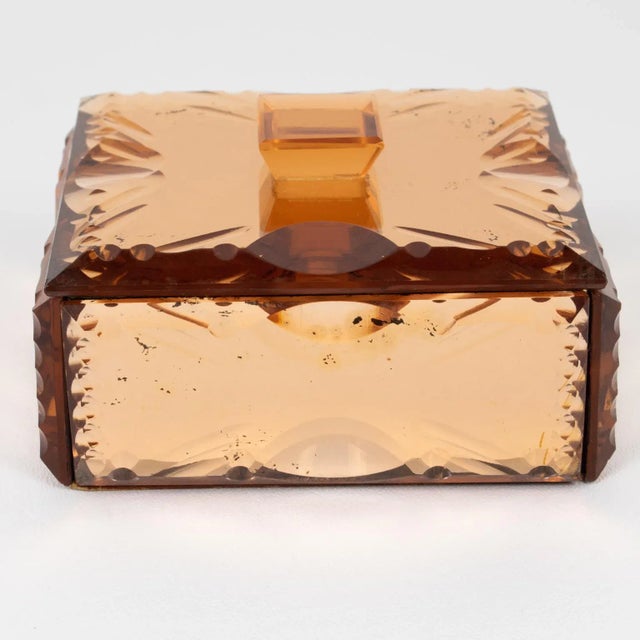Peach Pink Peach Mirrored Glass Decorative Box, France 1940s For Sale - Image 8 of 11