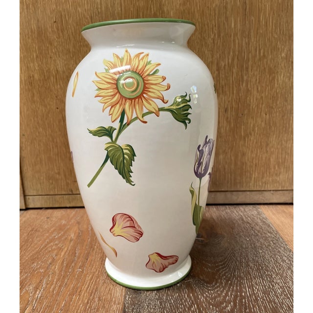 1990s Vintage MCM Tiffany & Co. 10” Ceramic Vase "Tiffany Petals" 1998 Made in Portugal For Sale - Image 5 of 5
