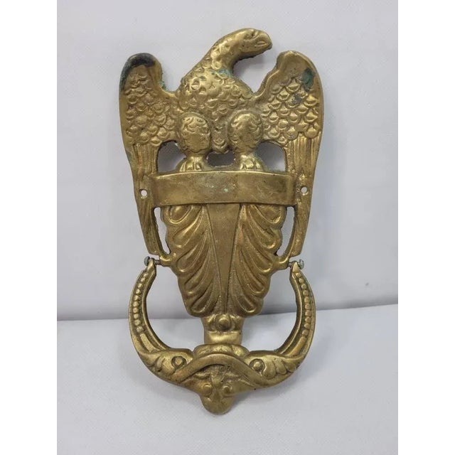 Large 9.5" Vintage Brass American Eagle Door Knocker Antique Hardware In good condition, heavy tarnish. A beautiful large...