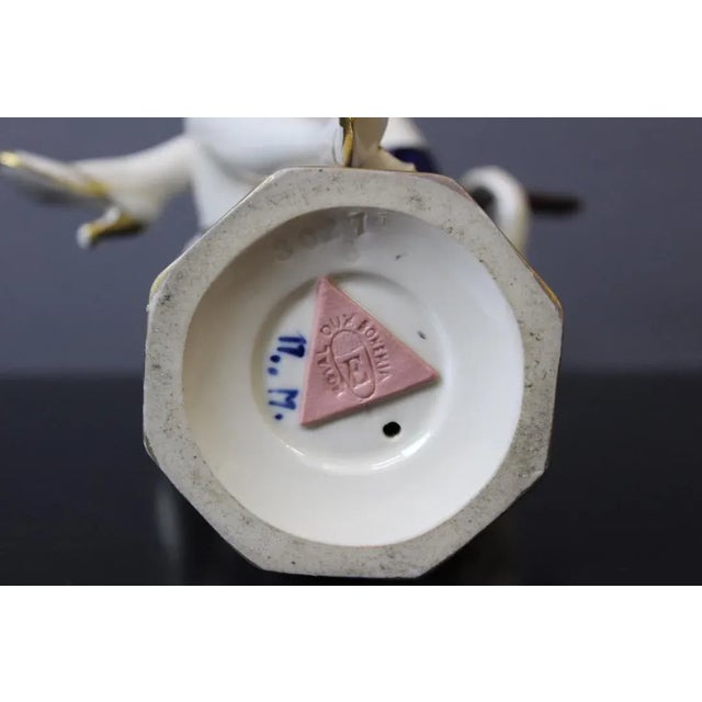 Art Deco polychrome porcelain representing a mandolin player by Royal Dux Bohemia (pink triangle and number 3027), very...