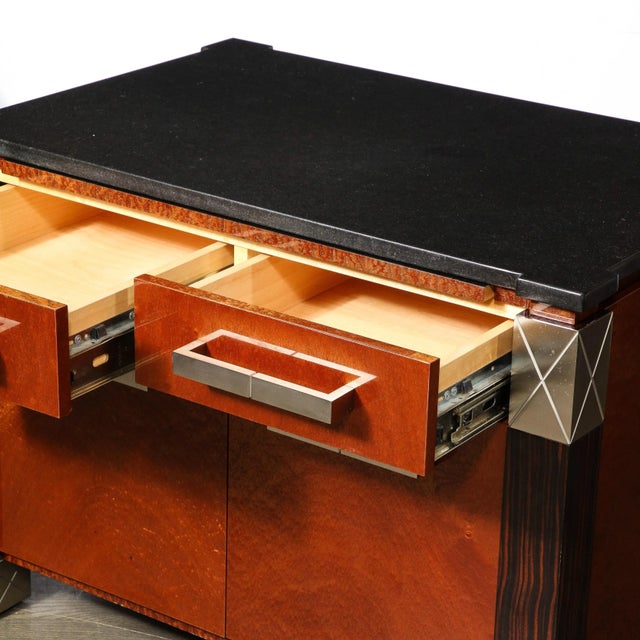 1980s Mid-Century Marble, Macassar & Walnut End Tables / Nightstands by Lorin Marsh For Sale - Image 5 of 12