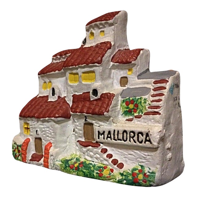 Mid 20th Century Hand-Painted Miniature House From Mallorca - Plaster Figurine For Sale
