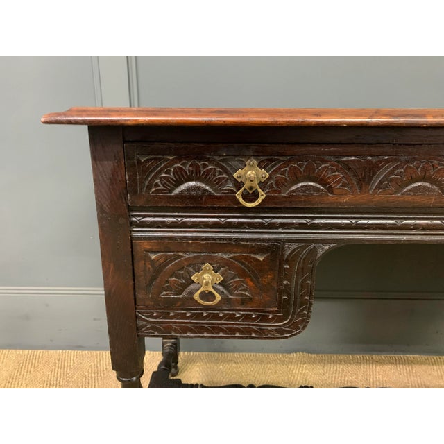 Brown Carved Oak Side Table, 1880 For Sale - Image 8 of 12