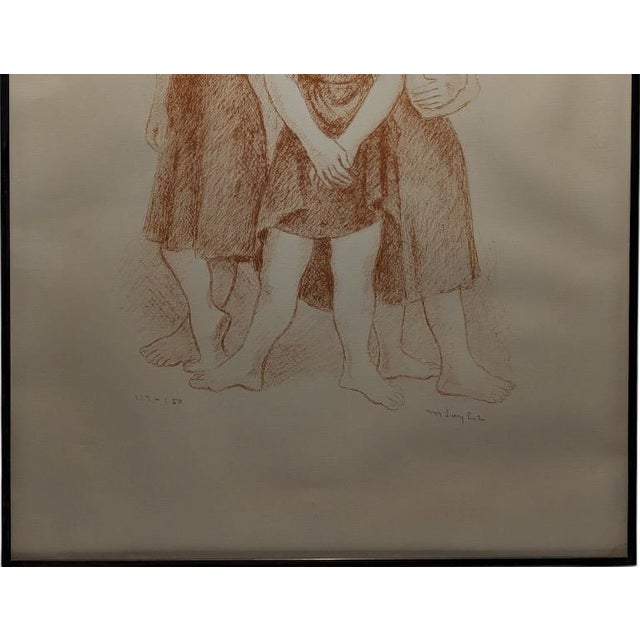 1960s 1960s Signed Moses Soyer Original Figurative Lithograph Three Women in Kulicke Frame For Sale - Image 5 of 11