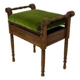 Antique Vanity, Piano One Seat Bench, Adjustable Height For Sale