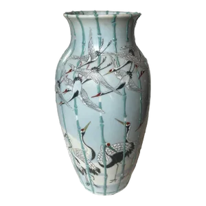 Early 20th Century Japanese Flying Cranes Vase