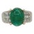 Emerald Cabochon and White Diamond Cocktail Ring in 18K White Gold, size 6 For Sale
