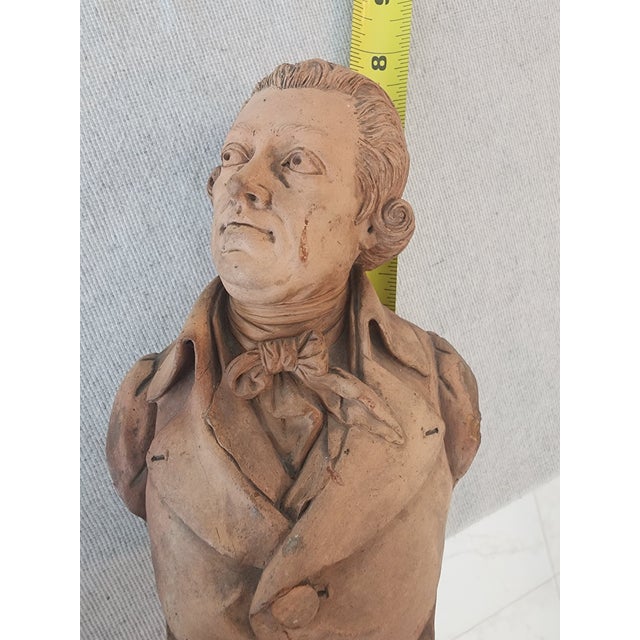 Ceramic Antique Terracotta Bust of George's Danton. For Sale - Image 7 of 8