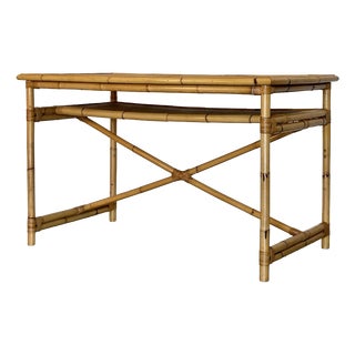 Vintage Wicker and Bamboo Desk, 1970s For Sale