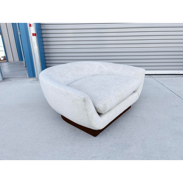 White 1970s Mid Century Walnut Barrel Chair, Refinished For Sale - Image 8 of 12