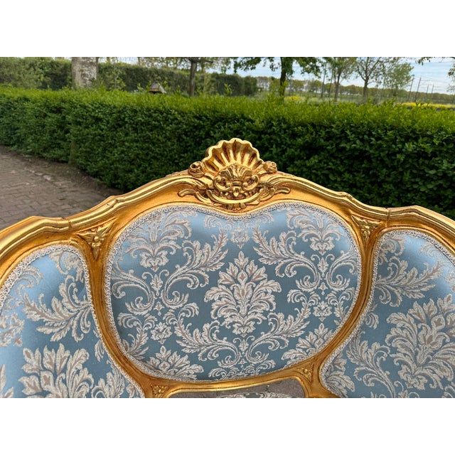 1940 European Louis XVI Gold Beech Sofa Set - 3 Pc For Sale - Image 9 of 18