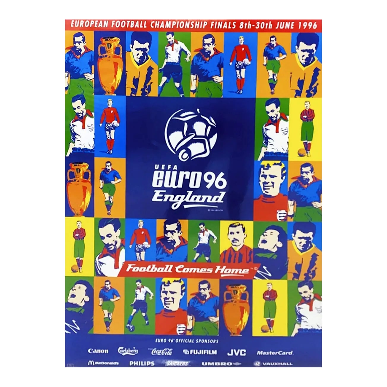 1996 Euro 96 England Poster | Chairish