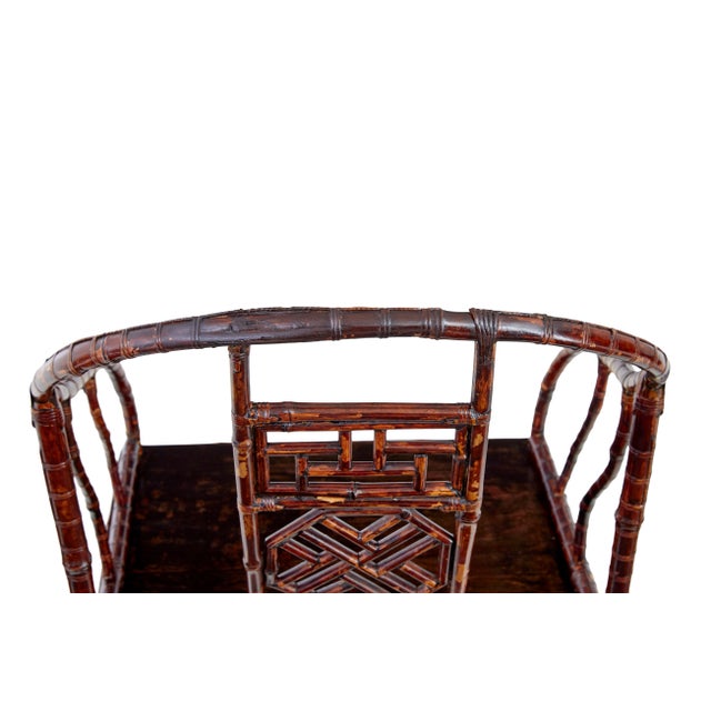 Purple Set of Antique Bamboo Canework Chinese Chairs, 1890 For Sale - Image 8 of 9