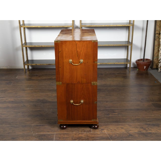 English 1840s Mahogany Campaign Chest with Five Drawers and Brass Hardware For Sale - Image 12 of 12