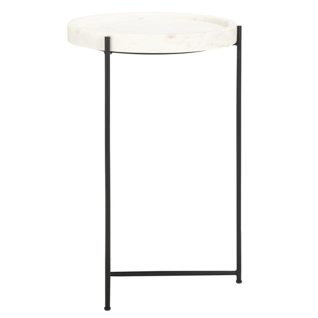 Metal Bavaria Marble Side Table in White / Black For Sale - Image 7 of 8