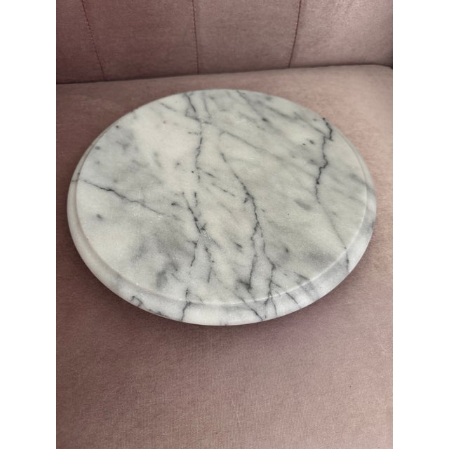 Mid 20th Century Round White Marble Lazy Susan/Serving Tray For Sale - Image 5 of 9
