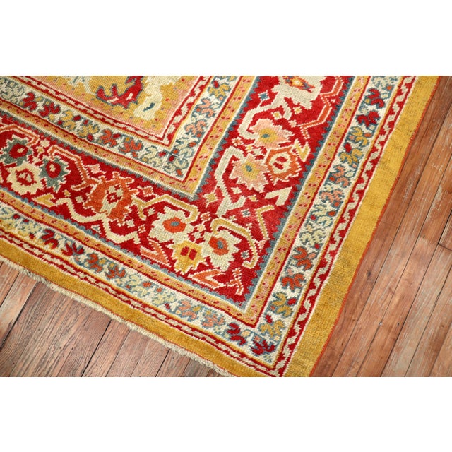 Antique Zabihi Collection Stunning Sunny Yellow Turkish Ghiordes Rug - 9'10" x 13'10" For Sale - Image 10 of 12