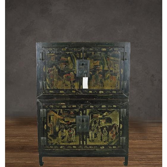 Black Lacquer Gilt Paint Cabinet Chairish