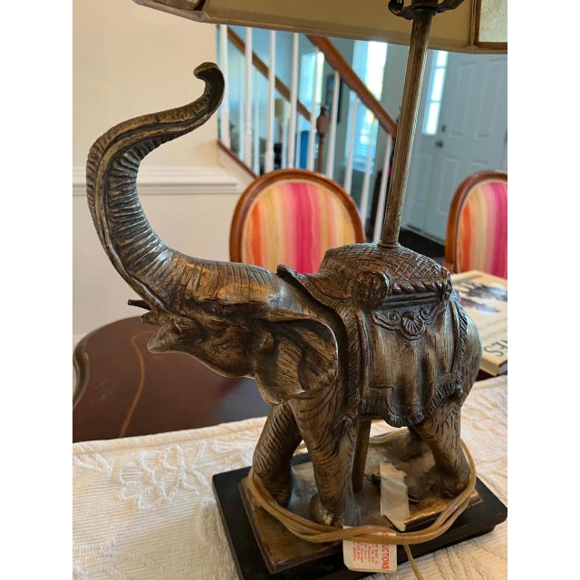 Mid-Century Modern 1990s Lamp With Silk and Capiz Shell Shade For Sale - Image 3 of 3