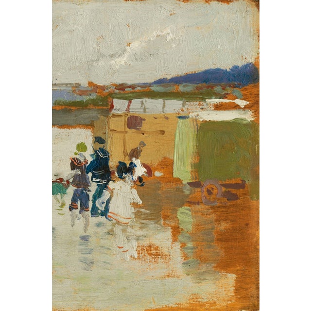 Ivory 1906 Vintage La Concha Beach Art Print by Joaquín Sorolla - 60" X 40" For Sale - Image 8 of 9