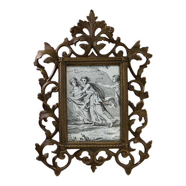 Antique Late 19th Century Rococo Style Ornate Cast Bronze Tabletop Easel Picture Frame For Sale