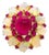 Bochic “Capri” Vintage Natural Ruby & White Opal Retro Ring Set In 18K Gold & Silver For Sale